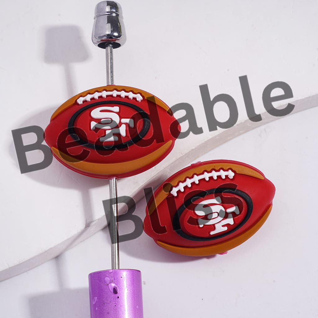 Silicone Focal Beads 3D Sports American Football SF Prints