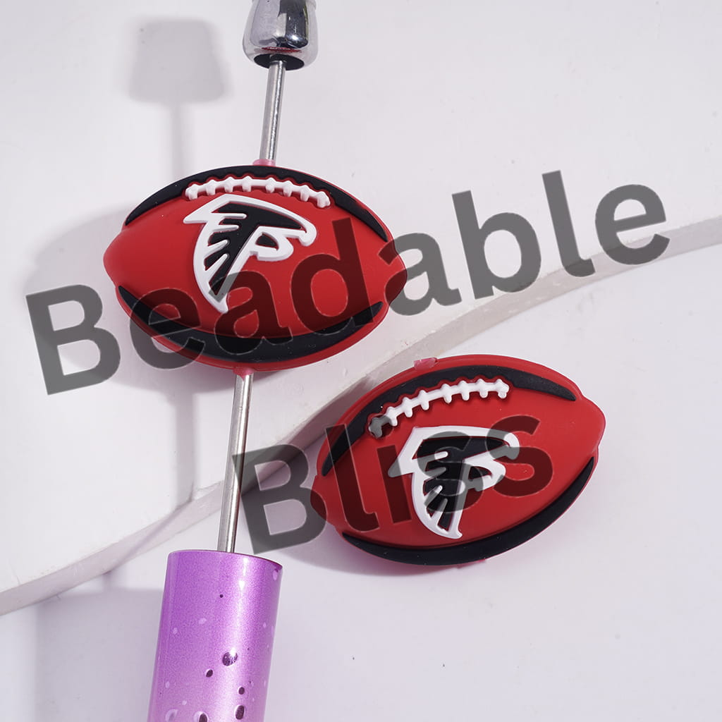 Silicone Focal Beads 3D Sports American Football Atlanta Prints