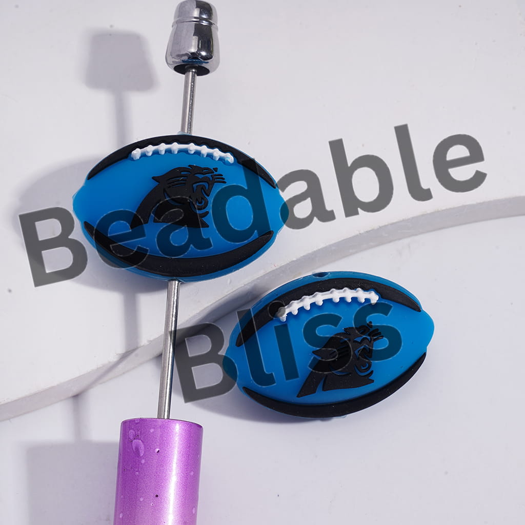 Silicone Focal Beads 3D Sports American Football Carolina Prints