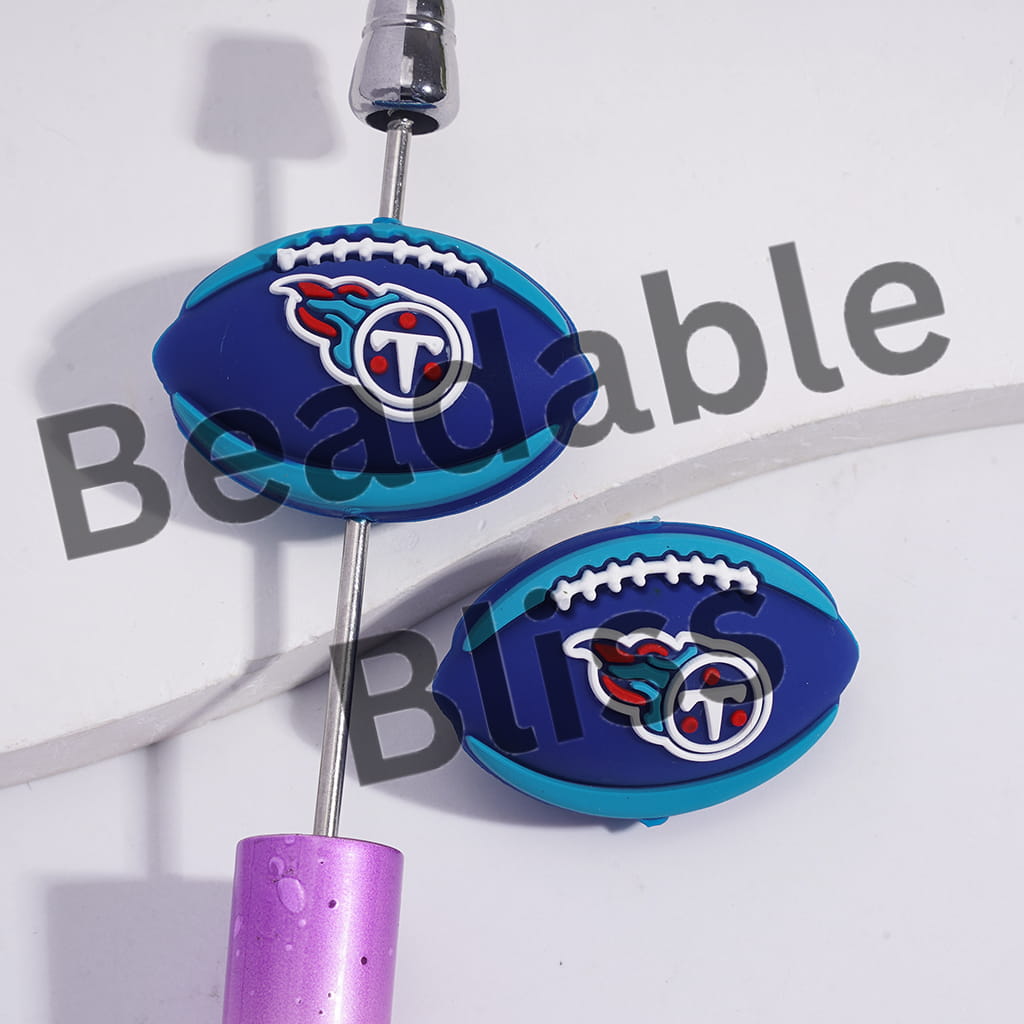 Silicone Focal Beads 3D Sports American Football Tennessee Prints