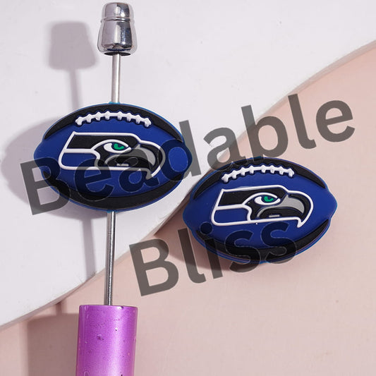 Silicone Focal Beads 3D Sports American Football Team Seattle