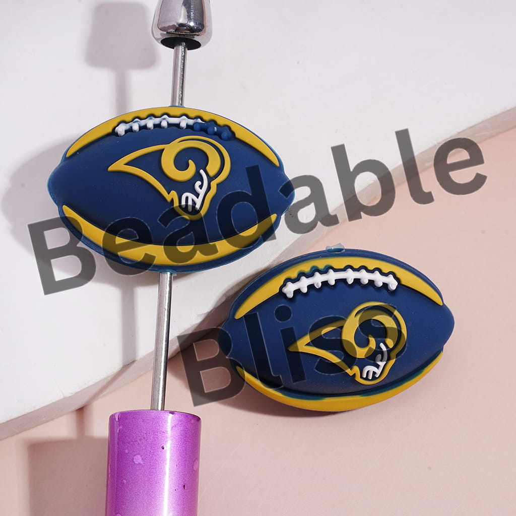 Silicone Focal Beads 3D Sports American Football Team LA