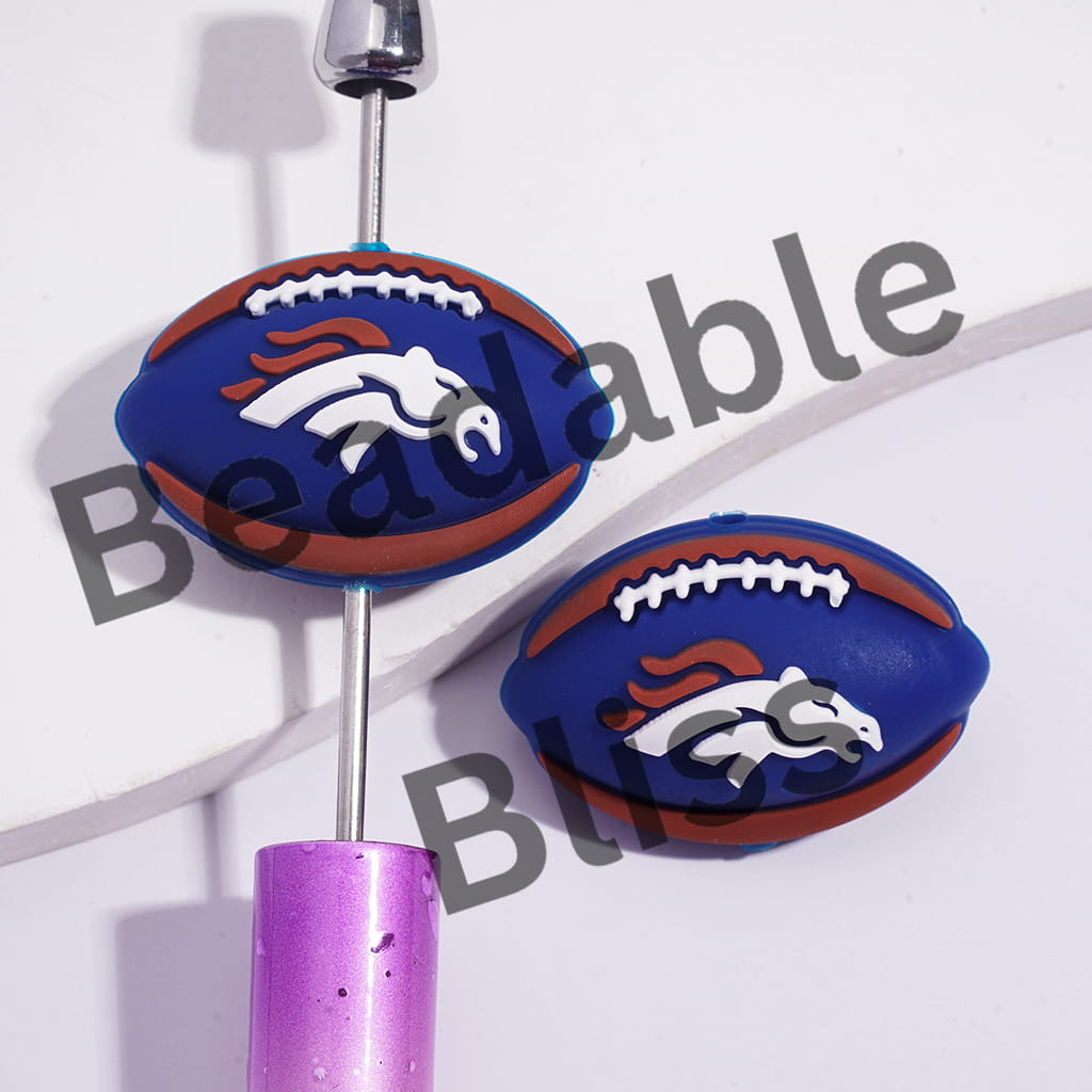 Silicone Focal Beads 3D Sports American Football Team Denver