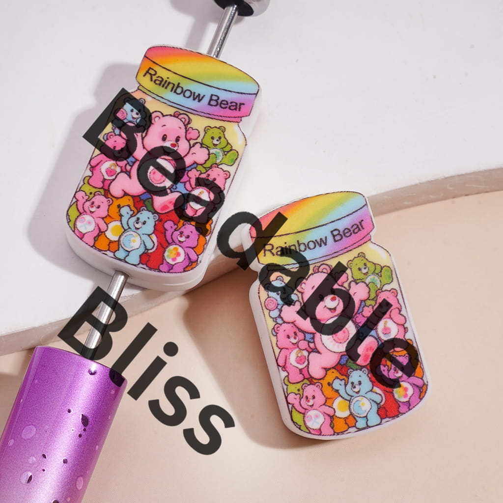 Silicone Focal Beads Rainbow bear Jar Bottle
