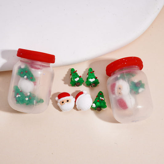 Soft Silicone Shaker Beads with Mini Christmas Tree and Santa Claus Head Inside Bottle