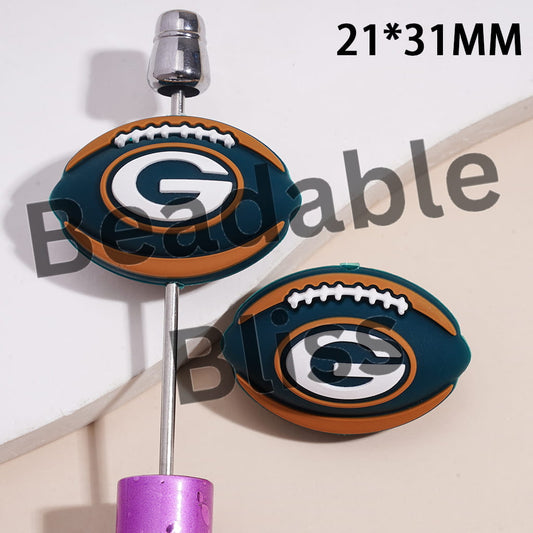 Silicone Focal Beads 3D Sports American Football Team Green Bay