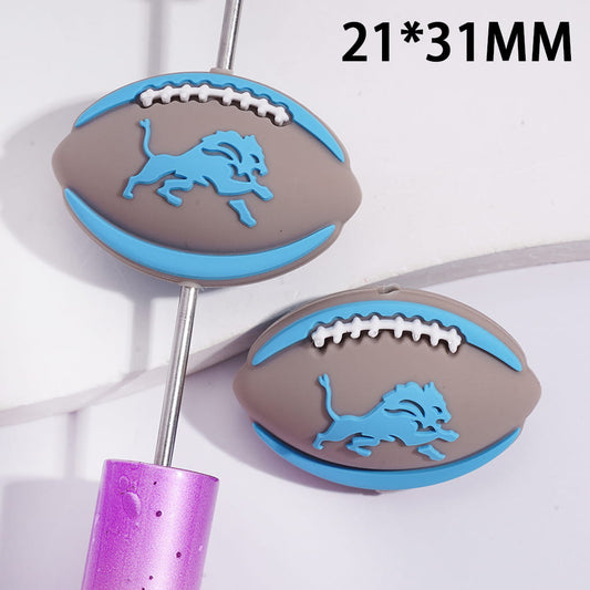 Silicone Focal Beads 3D Sports American Football Team Detroit