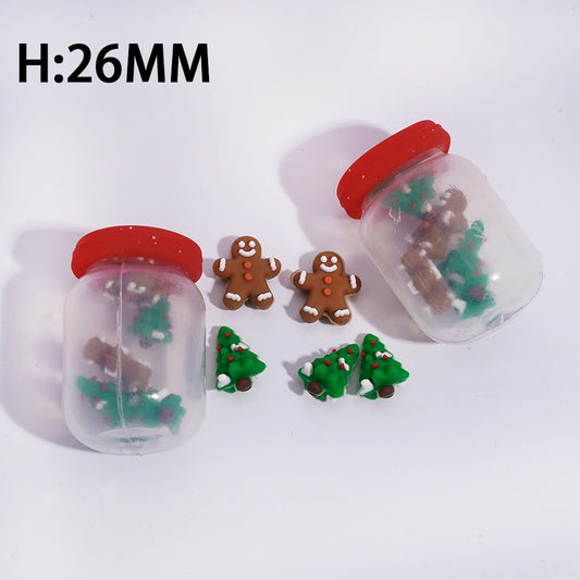 Soft Silicone Shaker Beads with Mini Christmas Tree and Gingerbread Inside Bottle
