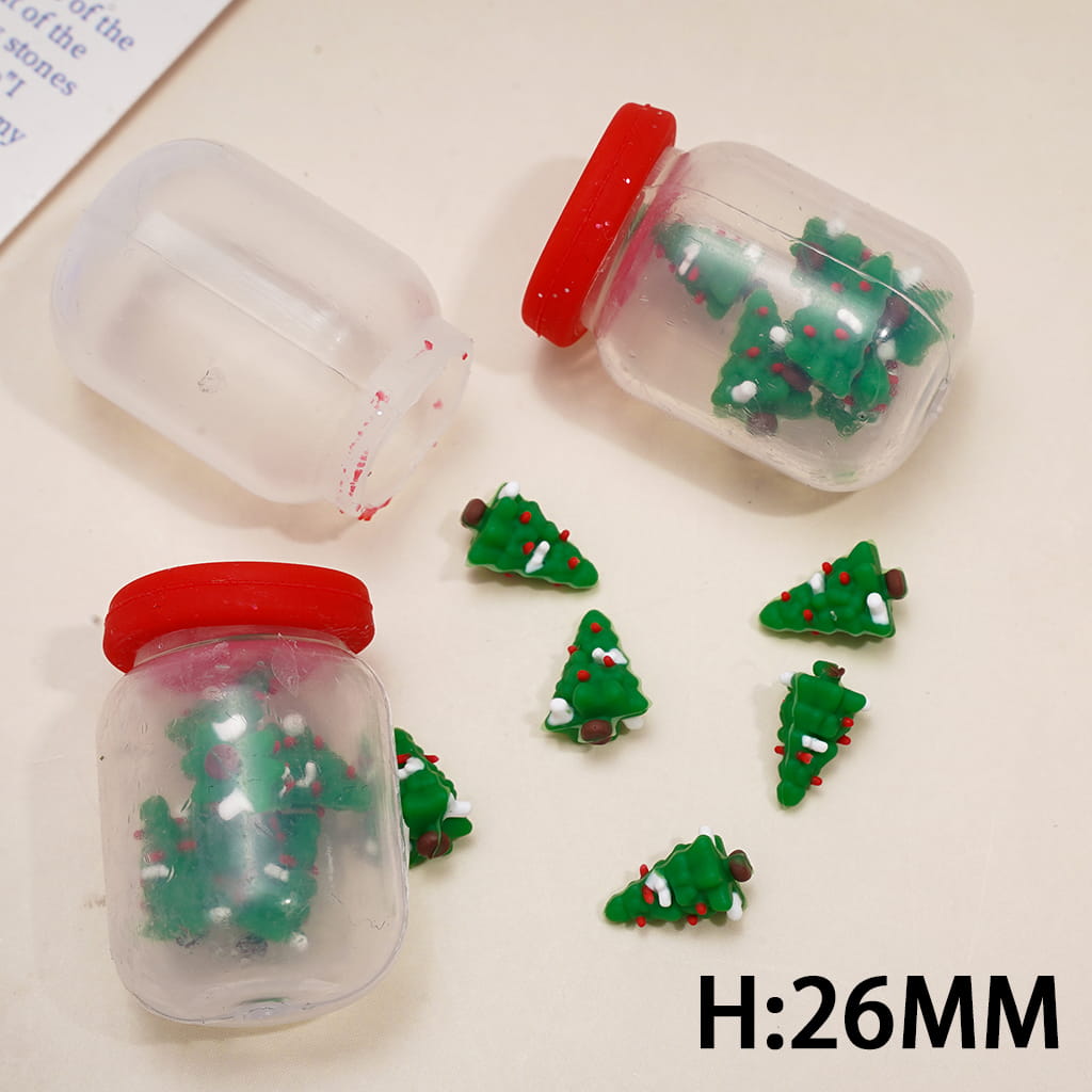 Soft Silicone Shaker Beads with Mini Christmas Tree Inside Bottle