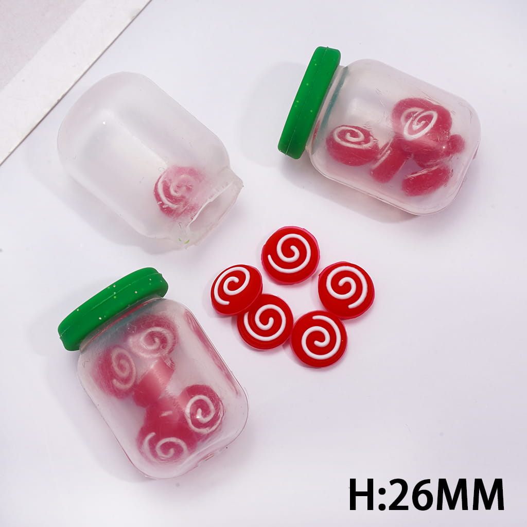 Soft Silicone Shaker Beads with Mini Red Candy Inside Bottle, Small Size