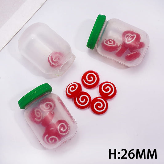 Soft Silicone Shaker Beads with Mini Red Candy Inside Bottle, Small Size