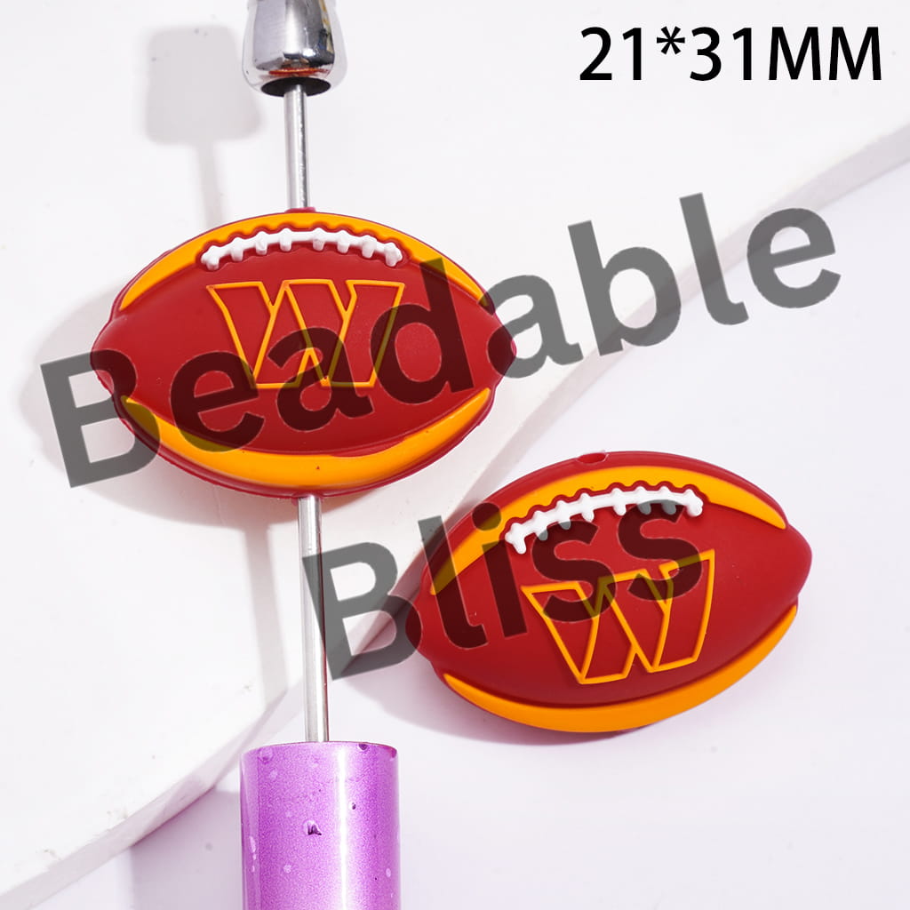 Silicone Focal Beads 3D Sports American Football Team Washington