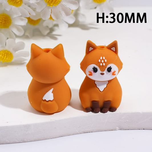 Silicone Focal Beads 3D Plump Fox in Sitting Position