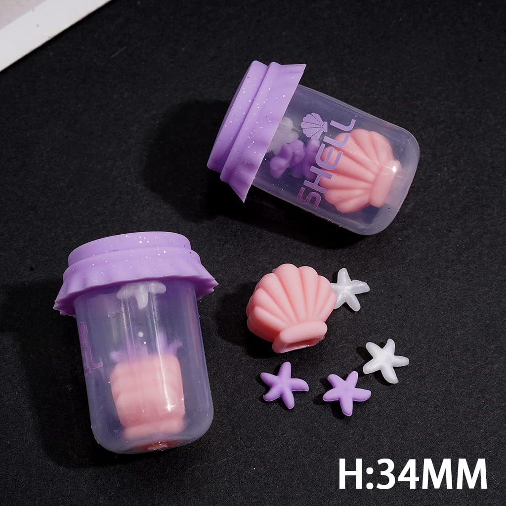 Silicone Focal Bead with Seashell & Starfish Bottle Shaker Design, Height 34MM