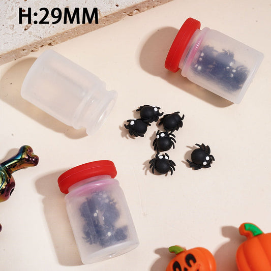 Silicone Shaker Beads with Halloween Black Spider Inside Bottle, Height 29MM