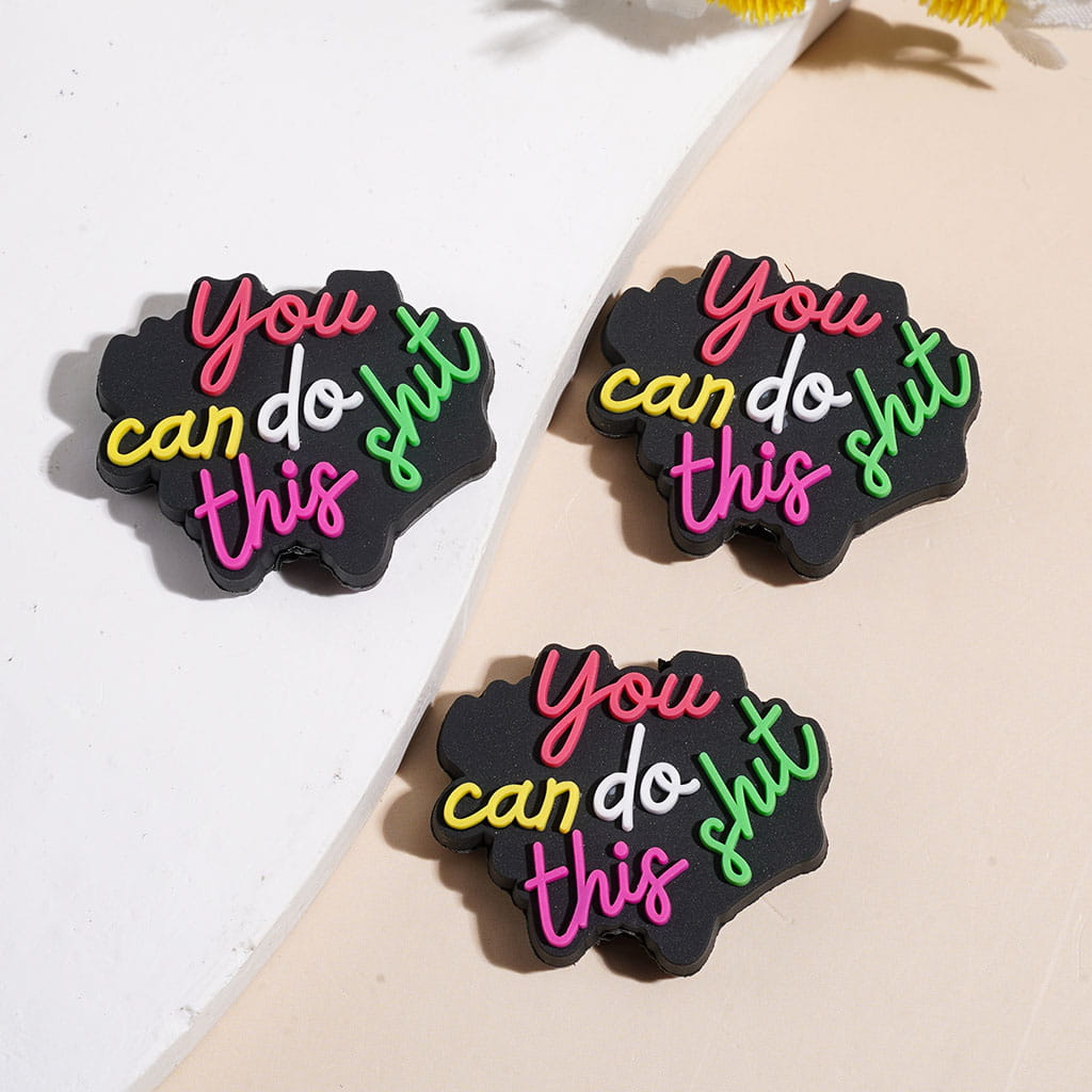 Text "you can do this humor" Silicone Focal Beads