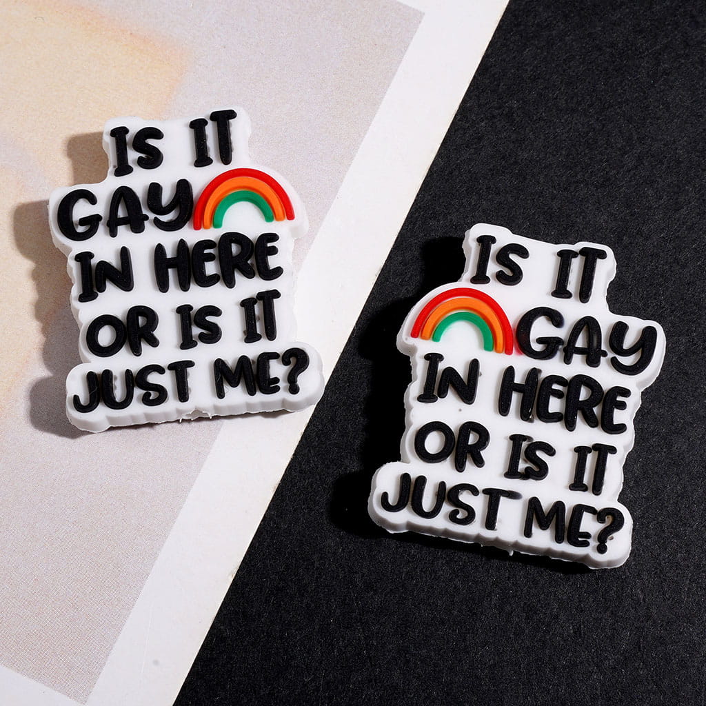 Silicone Focal Beads with "Is it humor in here or is it just me?" and Rainbow