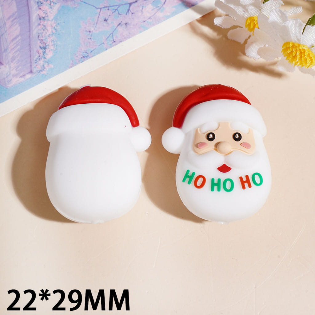 Christmas Santa Claus Head with Text "HO HO HO" on White Beard