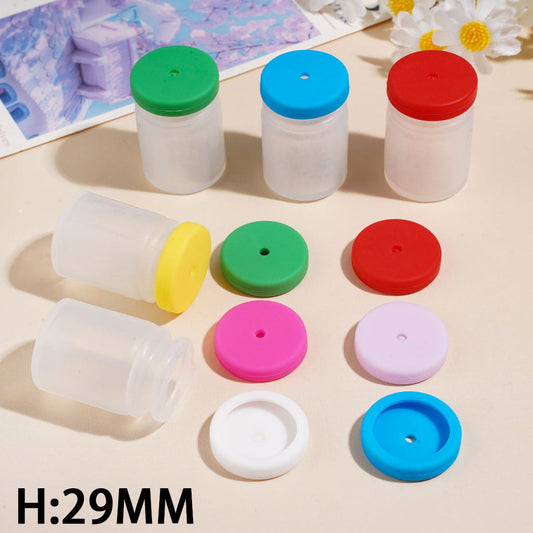 Multicolor Empty Jar Silicone Focal Beads, Height 29MM, Random Mix (The Bottle Cap can be Installed and Removed)
