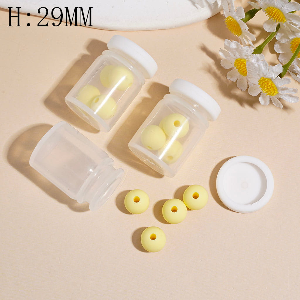 Silicone Shaker Beads with Faint Yellow Round Silicone Beads and White Lid, Height 29MM (The Bottle Cap can be Installed and Removed)
