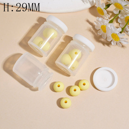Silicone Shaker Beads with Faint Yellow Round Silicone Beads and White Lid, Height 29MM (The Bottle Cap can be Installed and Removed)