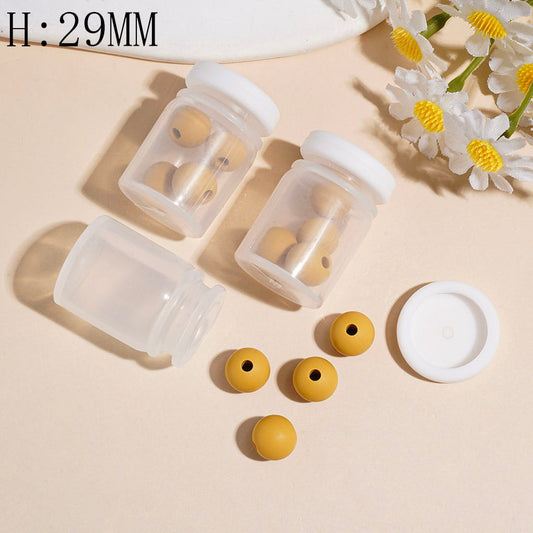 Silicone Shaker Beads with Mustard Yellow Round Silicone Beads and White Lid, Height 29MM (The Bottle Cap can be Installed and Removed)
