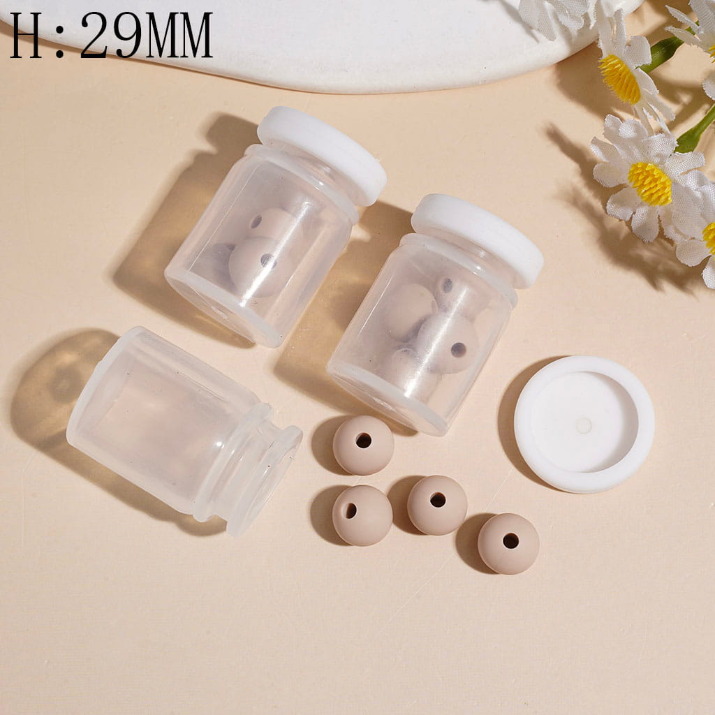 Silicone Shaker Beads with Light Coffee Color Round Silicone Beads and White Lid, Height 29MM (The Bottle Cap can be Installed and Removed)