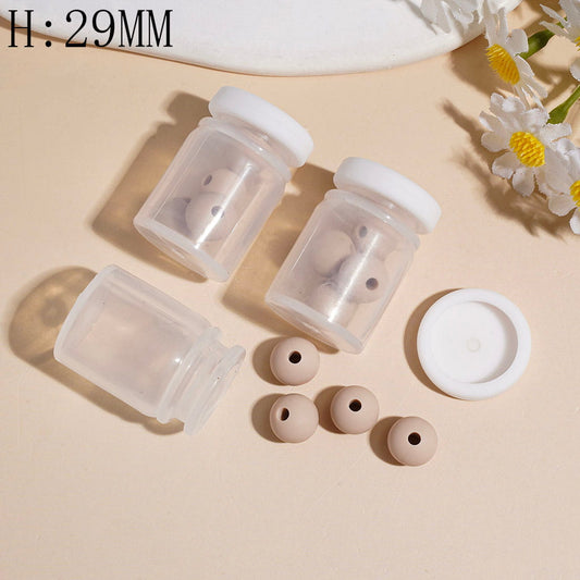 Silicone Shaker Beads with Light Coffee Color Round Silicone Beads and White Lid, Height 29MM (The Bottle Cap can be Installed and Removed)