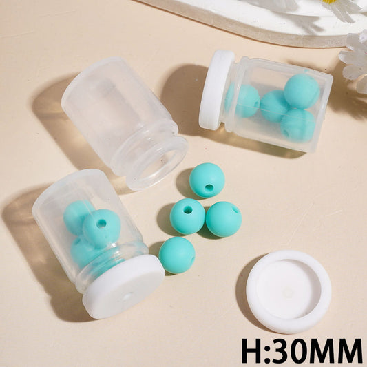 Silicone Shaker Beads with Teal Round Silicone Beads and White Lid, Height 30MM (The Bottle Cap can be Installed and Removed)