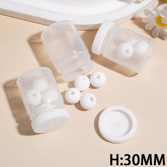 Silicone Shaker Beads with White Round Silicone Beads and White Lid, Height 30MM (The Bottle Cap can be Installed and Removed)