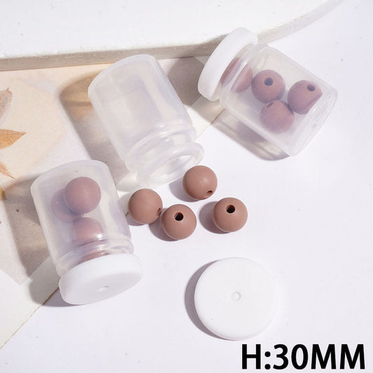 Silicone Shaker Beads with Light Brown Round Silicone Beads and White Lid, Height 30MM (The Bottle Cap can be Installed and Removed)