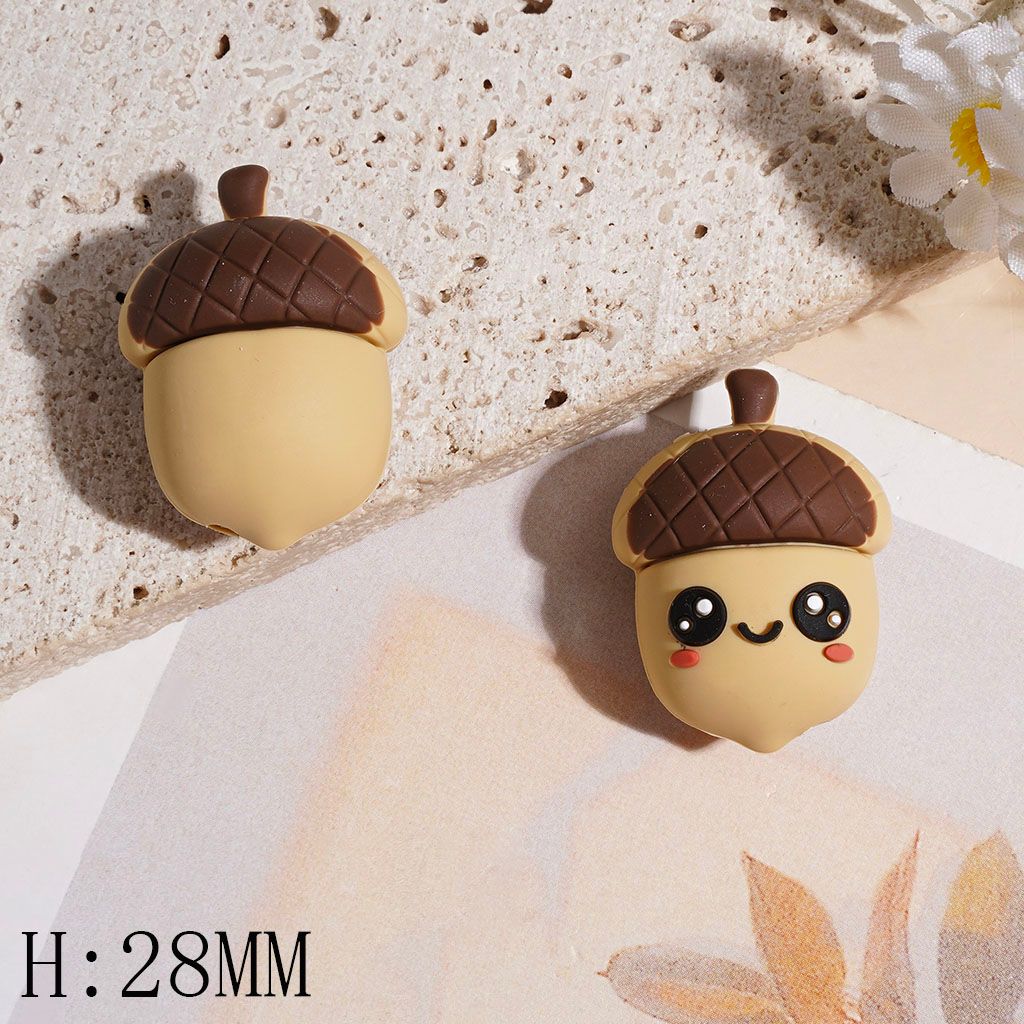 3D Silicone Focal Beads Cute Pine Cone, Height 28MM