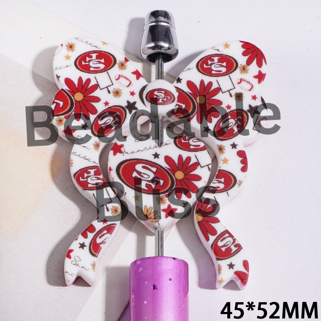 Silicone Focal Beads SF American Football, Heart and Bowtie, 45*52MM
