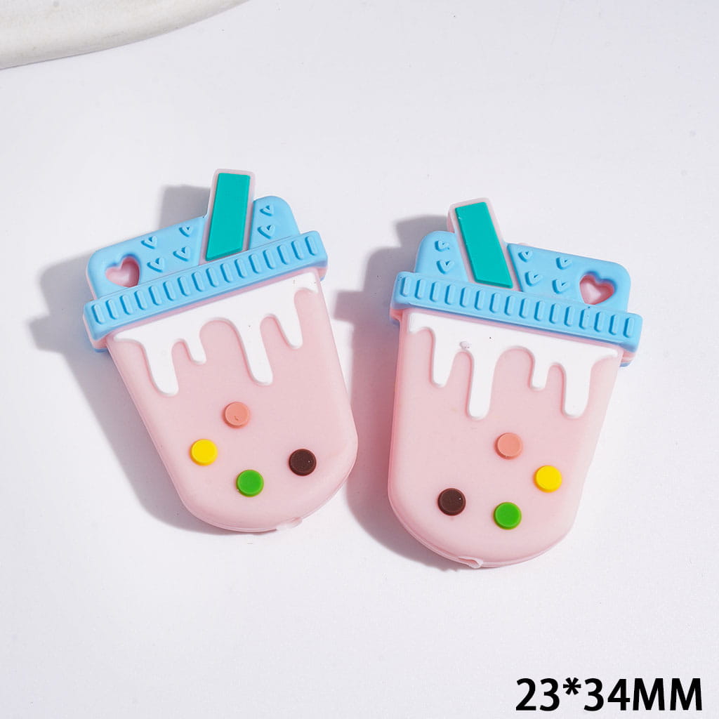 Pink Tea Cup Silicone Focal Beads, 23*34MM