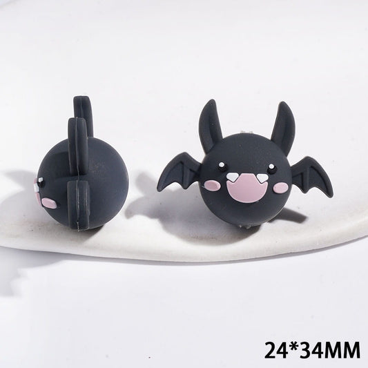 3D Dark Gray Bat with Horns and Wings Focal Beads, 24*34MM