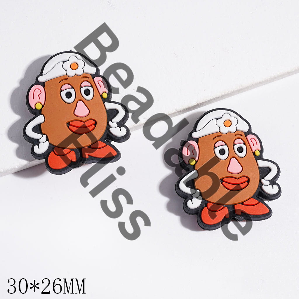 Silicone Focal Beads Toy Adventure Character Mrs. Potato, 30*26MM