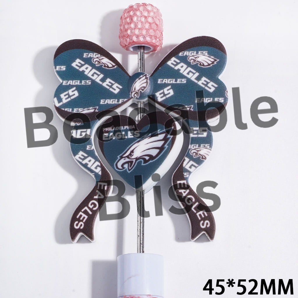 Silicone Focal Beads Philly American Football Collection Set, Bowtie and Heart, 45*52MM