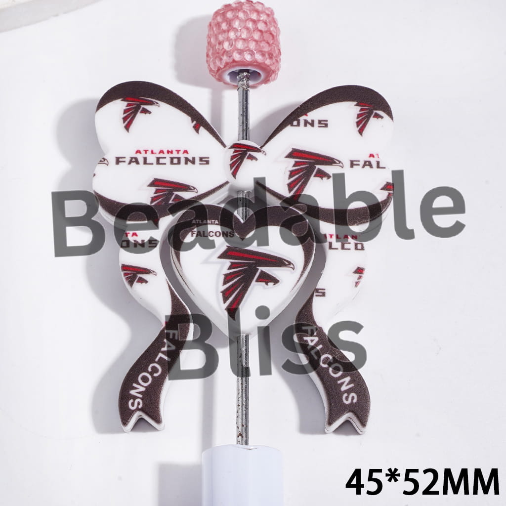 Silicone Focal Beads Detroit American Football Atlanta Team, Heart and Bowtie, 45*52MM