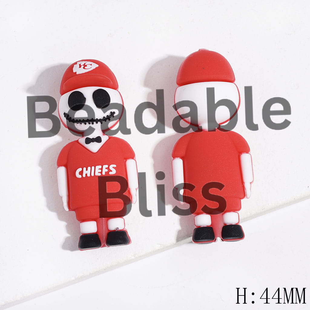 3D Silicone Focal Skull with Sports Jersey Set and Hat, American Football KC Team, Height 44MM