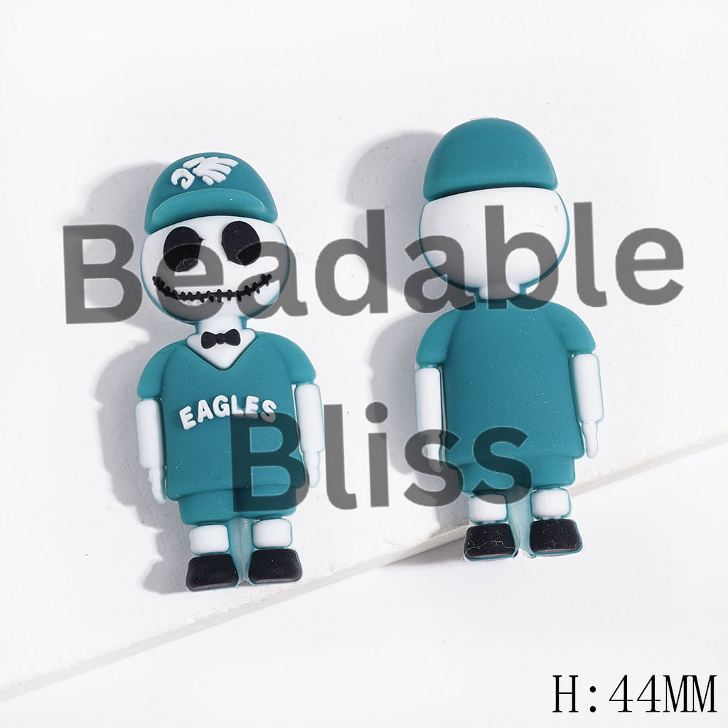 3D Silicone Focal Skull with Sports Jersey Set and Hat, American Football Bird Team, Height 44MM