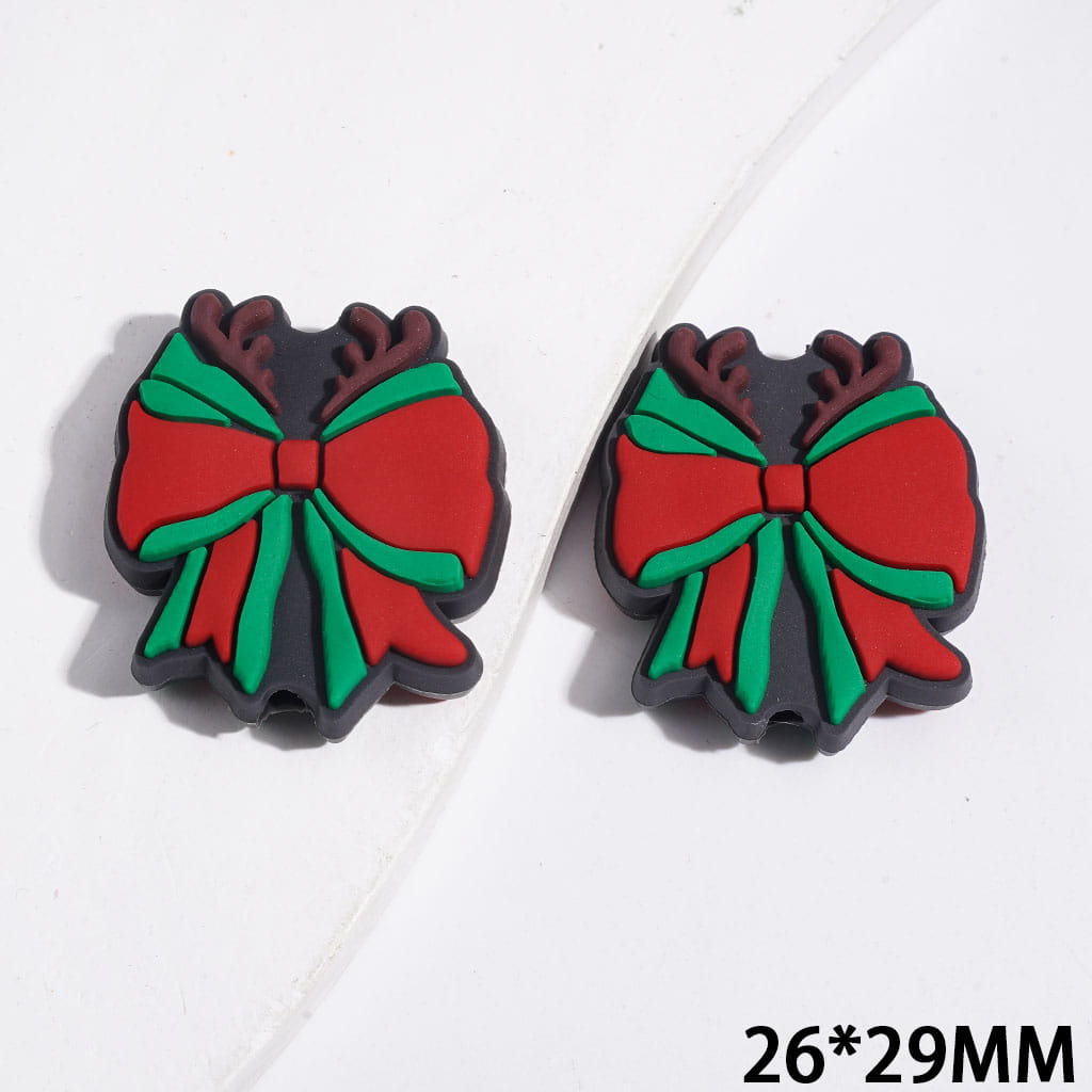 Antler with Bowtie Silicone Focal Beads, Christmas Theme, 26*29MM