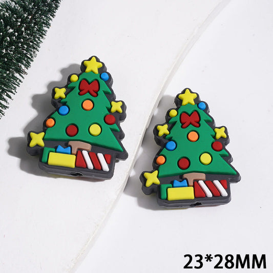 Christmas Tree with Star Ball Gift Silicone Focal Beads, 23*28MM