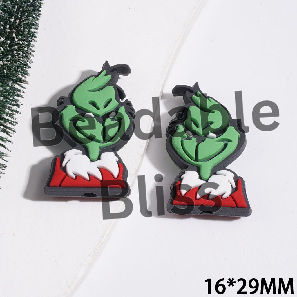 Horror Christmas Green Characters Silicone Focal Beads, 16*29MM ...