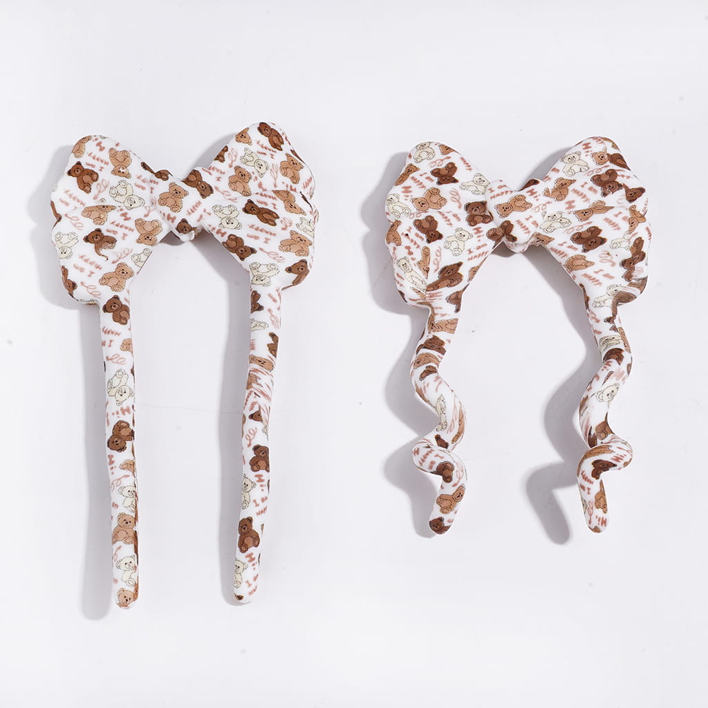 3D Pliable Food Grade Soft with Bear Print Silicone Focal Beads, 97*52MM (Video Usage Instructions)