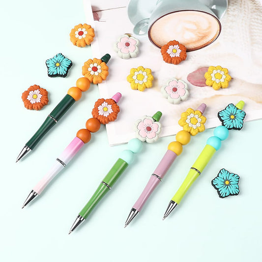 Silicone Focal Beads Colorful Cute Flowers Series