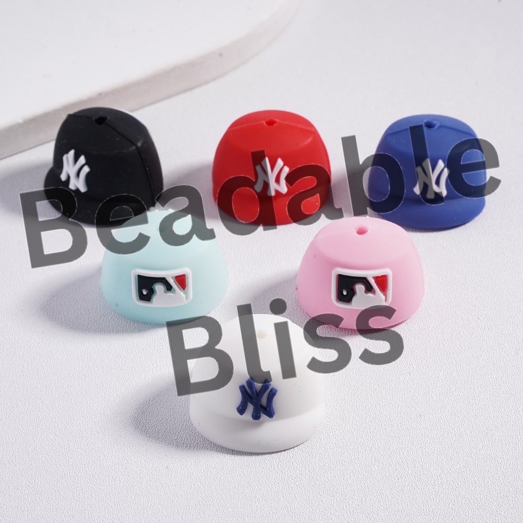Silicone Focal Beads 3D New York LA Baseball in Various Colors