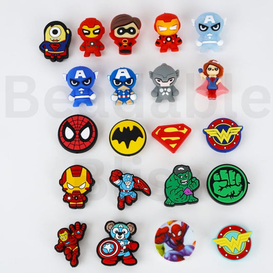 Super Heroes Series Silicone Focal Beads, Random Mix