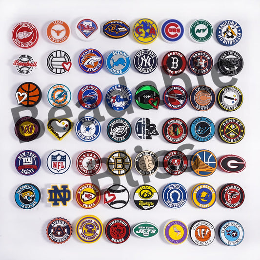 Collection of various sports team logos on a white background