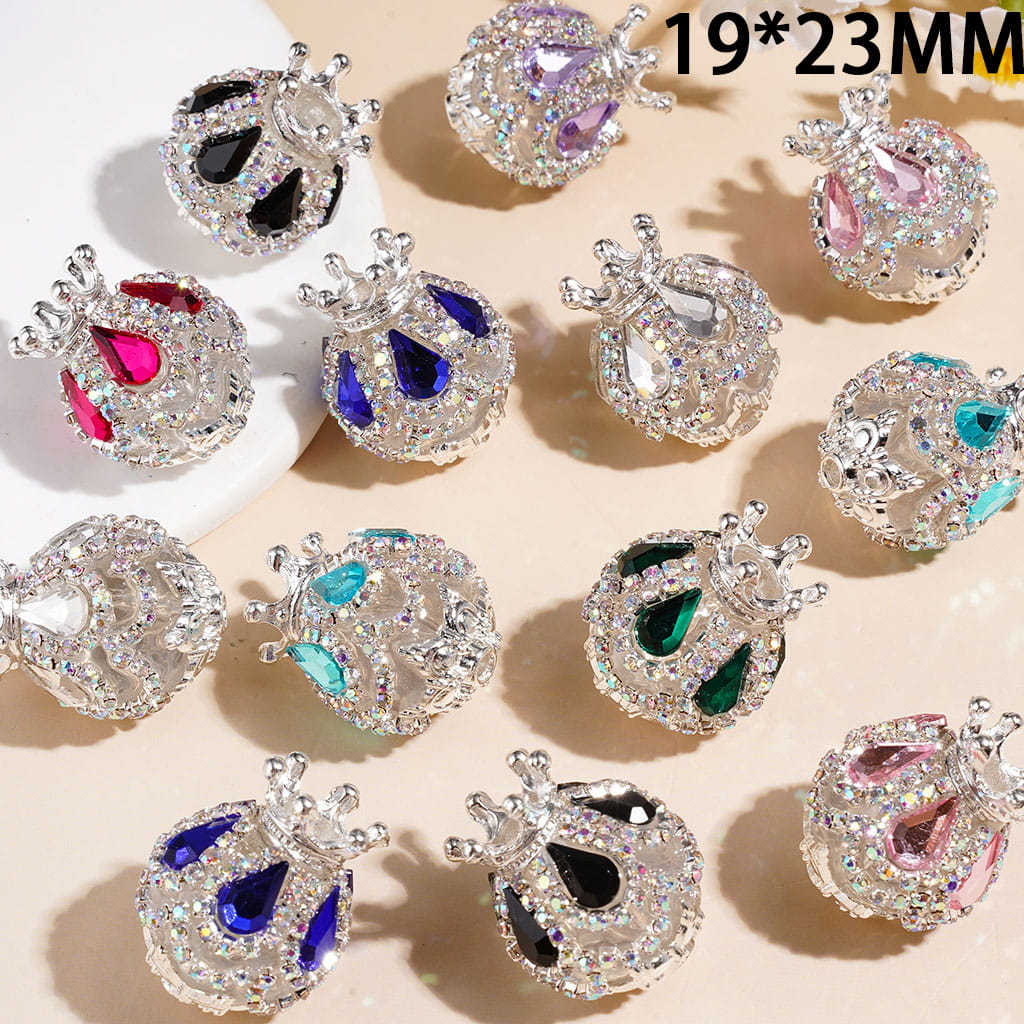 Handmade Acrylic Beads w Alloy Six Pointed Flower & Crown, Drop Water &  "V" Shaped AB Rhinestone Chains, 19*23MM Multi-Color Random Mix