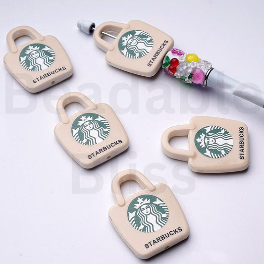 Cute Starbuc Coffee Hand Bag Acrylic Beads, Around 50*38MM